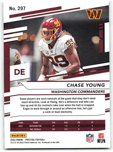 2022 Panini Prestige 297 Chase Young Washington zapovjednici NFL fudbalska trgovačka kartica