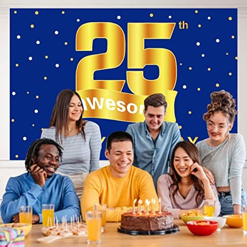 Humfoo ukrasi za 25. rođendan za njega plava i Zlatna pozadina 25 ukrasa za pozadinu rođendanske zabave