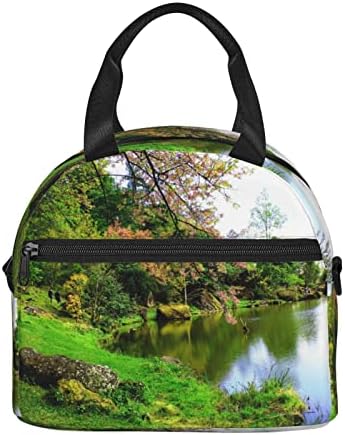 LYNSAY Park krajolik štampana torba za ručak, lagana i izdržljiva, Podesiva naramenica, torba za ručak za višekratnu upotrebu, Prijenosna hladnjača