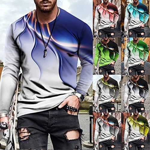Muškarci Ležerni okrugli vrat Top Fashion 3D bluza za ispis na otvorenom Atletski trendi pulover