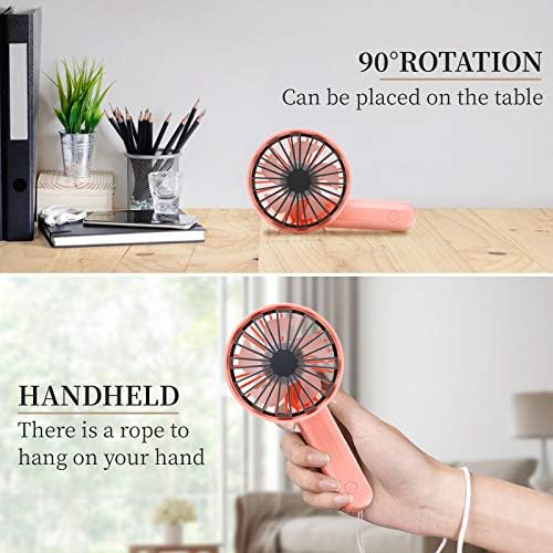 Omikaji Mini ručni ventilator, džepni ventilator za sklopivi stol sa rotirajućim fleksibilnim postoljem za 180°,