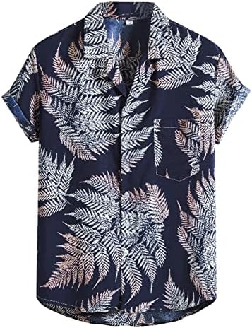 XXBR MENS Havajska majica Casual majica s kratkim rukavima dolje majica Aloha majica sa džepom s kapuljačom kratkih