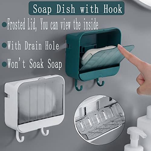 PIVHWIR posuda za sapun sa kukom, bez držača za sapun za bušenje sa odvodnim zidnim držačem sapuna za kupatilo tuš kuhinja