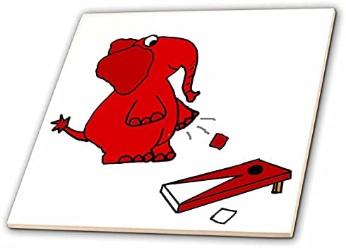 3drose Funny slatka Elephant igranje Cornhole igra sportski Cartoon-Tiles