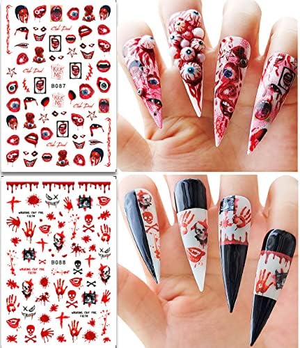 12 listova Halloween naljepnice za umjetnost noktiju Halloween 3D naljepnice za nokte horor krvavi gotički zombi