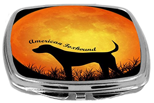 Rikki viteški pas Silhouette by Moon Design kompaktno ogledalo, Američki Foxhound, 3 unce