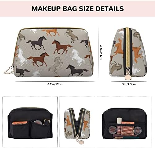 Aseelo Cute Horse Mala kozmetička torba Kožne prijenosne šminke kozmetičke vrećice za žene šminke torbica