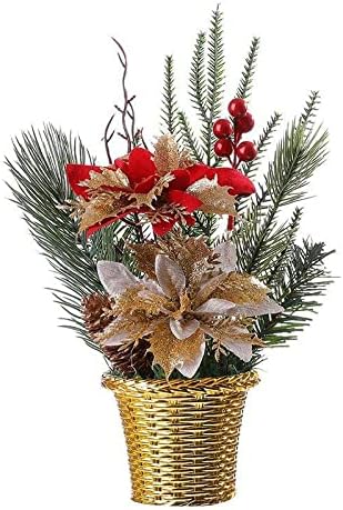 Ckoza Božićna dekoracija Mini božićna drvce Zlatne biljke radne površine Mali božićno stablo Kuhinje
