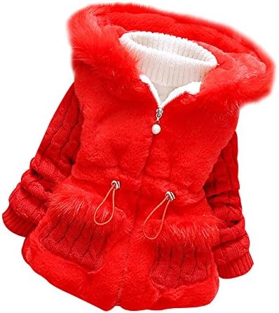 Ancia bebe Girls NOTI zimski pleteni krzneni krzneni kaputi jakne