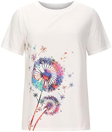 Top Girls Jesen Ljeto Kratki rukav 2023 Pamuk Crewneck Boat grafička cvjetna ležerna bluza majica za žene