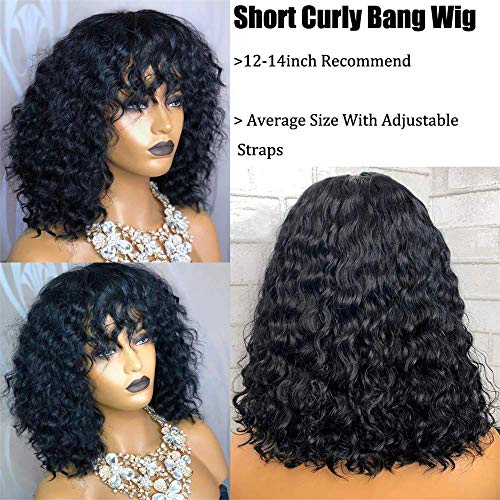 Glamurozne remi Curly Wave Perike od ljudske kose sa šiškama brazilske Djevičanske vode valovite