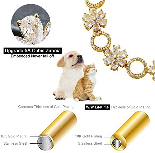 Ogrlica za pse CUBIC Zironia Bling ovratnik za štene Kitty Gold Podesivi mačji ovratnik sa ledenim kristalnim