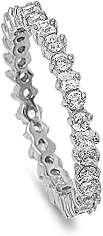 Ploy Pailin Sterling Silver 925 Stackable Eternity Wedding Band dizajn CZ 3mm prsten veličine 4-10