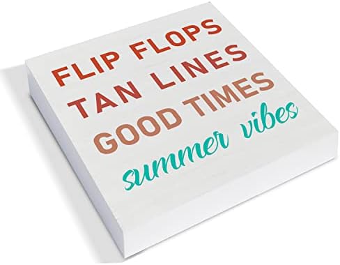 Country Flip Flops Ljetne vibracije Drvena kutija Sign Decor Decret Decret Ljetni citat Drveni kutija