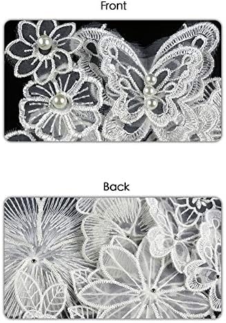 Xunhui Bijeli 3D cvjetni vez applique perla Pearl Tulle DIY vjenčanica za šivanje odjeće Applička čipkasti kostimi Dekoracija Patch 1set / 12 komada