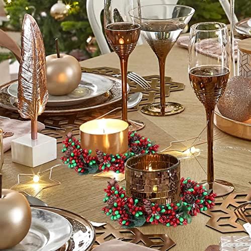 6 kom Božić Candle Ring - ManChDa umjetni boji Berry svijećnjak prstenovi sa šišarke mali vijenci Božić