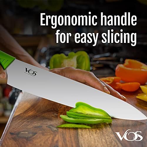 Vos univerzalni blok noža i 8-inčni keramički kuharski nož zeleni