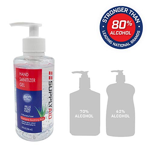 SupplyAID 80% alkoholni gel za dezinfekciju ruku sa umirujućom Aloe FDA # 74035-1051-5, 16 Fl oz, pakovanje od 2