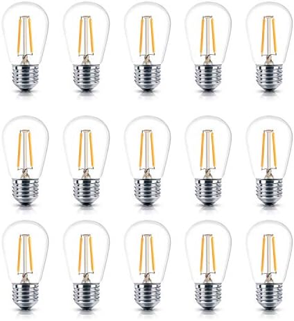 Brighttech Ambience PRO zamjenske LED sijalice, 2 W Vintage LED Edison sijalice, 3000k neutralne bijele zatamnjene vanjske sijalice, E26 Base - 15 Pack