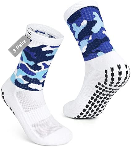 Agutiun čarape za držanje Soccer 3 parovi neklizajućih čarapa za muškarce bijele Antiklizne omladinske