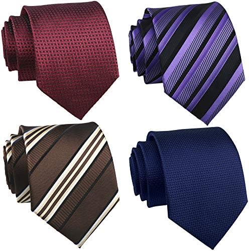 Secdtie paket od 4 muške klasične prugaste čekove žakard tkane kravate formalne kravate za zabavu