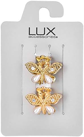 LUX dodatna oprema zlatni ton mali leptir u obliku suze bijeli biser Set od 2 komada kandži za kosu
