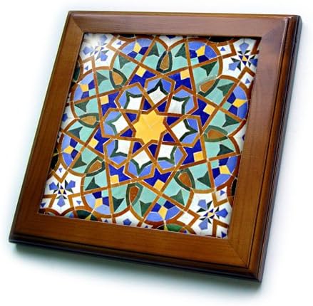 3drose ft_73580_1 Maroko, mozaik džamije Hasana II, detalj islamskih pločica-AF29 KWI0018-Kymri Wilt-uokvirena pločica, 8 by 8