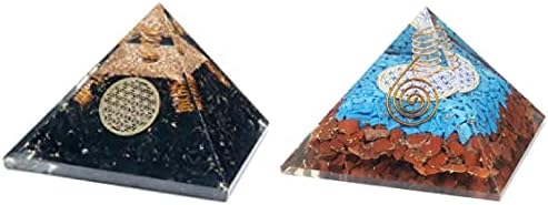 Crna turmalina, Red Jasper & Tourqoise Orgone piramide zacjeljivanje kamena orgonita dragulj piramida kamenje