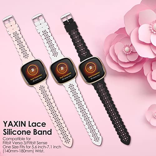 Yaxin 3 Pack Slim Sport Bands kompatibilan sa fitbit Sense / Fitbit Versa 3 opsegom za žene i 3 parova