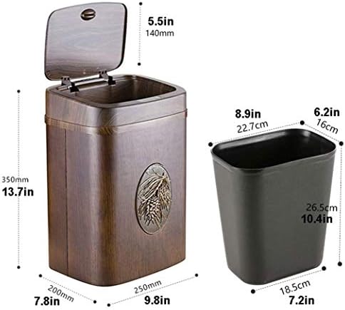 TJLSS Drveni kvadratni kantu, automatsko osjetljivo smeće može sa poklopcem, kuhinjom kante za smeće za