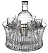 WATERFORD Crystal, Lismore Diamond Vodka set u hladnoj posudi sa srebrnim umetkom