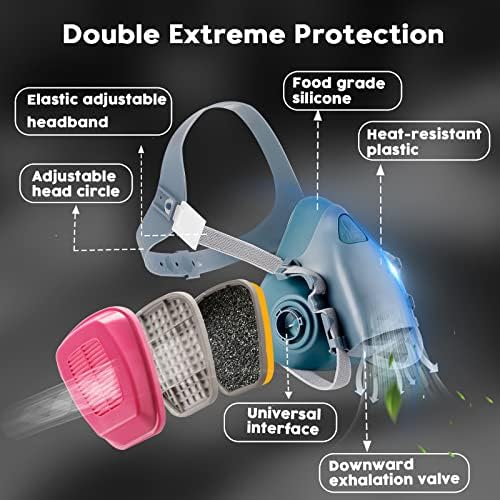 Evkocu Respirator za cijelo lice & amp; 7502 Respirator za pola lica za višekratnu upotrebu sa naočalama protiv magle