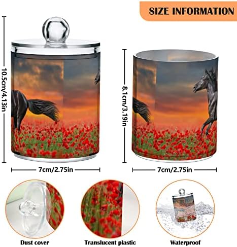 Crni konj crveni mak 2 pamuk pamuk swab držač kuglice organizator plastični spremište za pohranu sa poklopcem