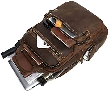 Taertii Vintage Full Grain originalni kožni ruksak za muškarce 18 '' Torba za laptop Veliki kapacitet Poslovni preglednu vijek Travek planinarenje Rame Padpack rucksack - smeđa