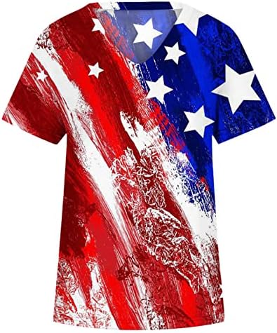 U.s zastava T majice za žene Dan nezavisnosti vrhovi Ljetni kratki rukav V izrez Košulje Ležerne