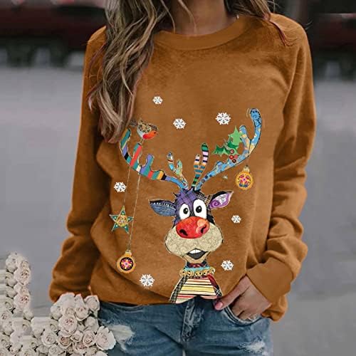 Žene smiješno slatko ispis dukserice pulover vrhovi ružnog božićnog džemper Xmas dugih rukava sa kravave