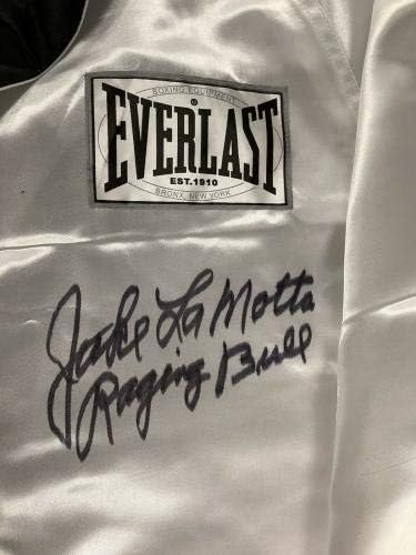 Jake Lamotta potpisao je ogrtač Everlast bokserski autogram bijesnog bika natpis JSA - autogramirani