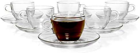 Red Co. Set od 6 prozirnih čaša 3 fl oz espresso Shot šoljice za kafu sa odgovarajućim Tanjurićima
