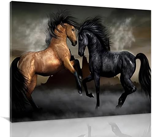 Canvas Wall Art braon konj i crni konj Zidna dekoracija štampa slikarstvo akvarelne životinje slike