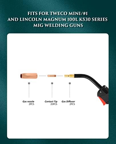 MIG zavarivački komplet za Lincoln MAGNUM 100L Tweco Mini br. 1, 11-35 0,035 '' Kontakt savjeti 21-50 mlaznice