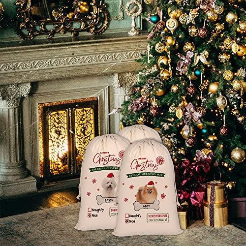 Funny Australian goveda Santa torbe personalizirani pas tkanina Božić poklon torbe sa vezicom Xmas torba za čuvanje za sadašnje pamučno platno 12X15 Inch