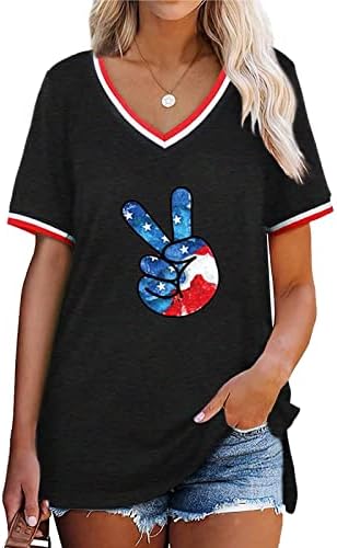 Žene slatke košulje Tee američka zastava Thirt kratki rukav ljetni grafički vrhovi casual