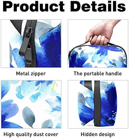 Blue Flowers watercolors Electronics Organizer, torba za čuvanje kablova vodootporna za putovanja kući, torbica