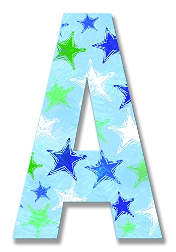 Stupell Home Décor Blue Distressed Stars 18 inčni viseći drveni Inicijal, 12 x 0.5 x 18, ponosno