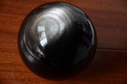 Prirodna crna srebrna Sheen Obsidian Crystal sfer kuglica Orb 4,64 inča Duhovni reiki Izlječenje
