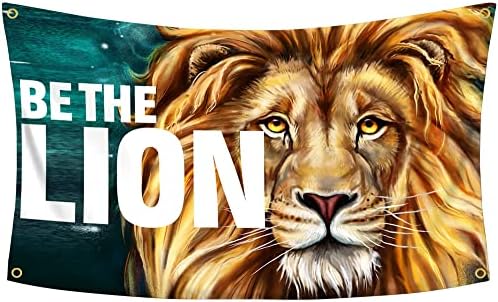 Budite lion kućna teretana 3x5 ft banner, fitnes čvrstoća, motivacijski inspiracija Baner znak za unutarnju na otvorenom ukras