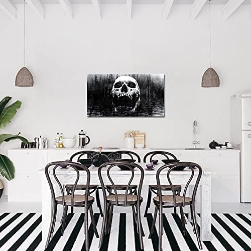 DuoBaorom velika crno-bijela Lobanja platnena zidna Umjetnost apstraktna Noć vještica Dan mrtvih kostura