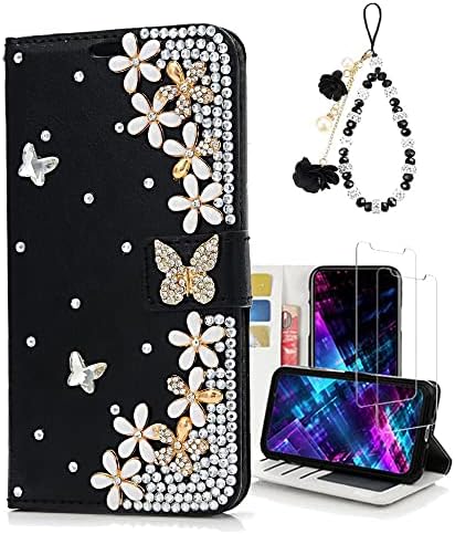 Fairy Art Crystal novčanik Kompatibilan s Samsung Galaxy Note 20 5g - Cvijeće - crno - 3D ručno izrađeno Skreno