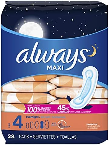 Uvijek Maxi veličine 4 Noćenje jastučići za žene, bez krila, bez mirisa, 28 Count-pakovanje od 3