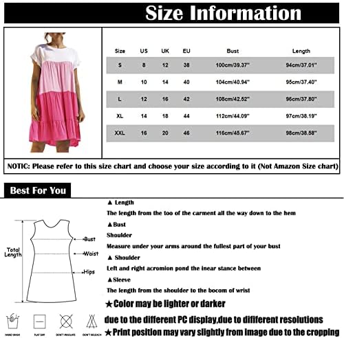 FQZWONG Ljetne haljine za žene 2023 Ležerne prilike na plaži Kratki rukav Sun Haljine Moda plus veličina